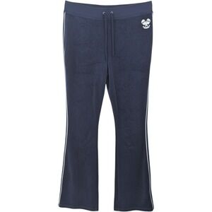 Juicy Couture Velour Pants Women XL Navy Blue Side Stripe Juicy Club Pickleball